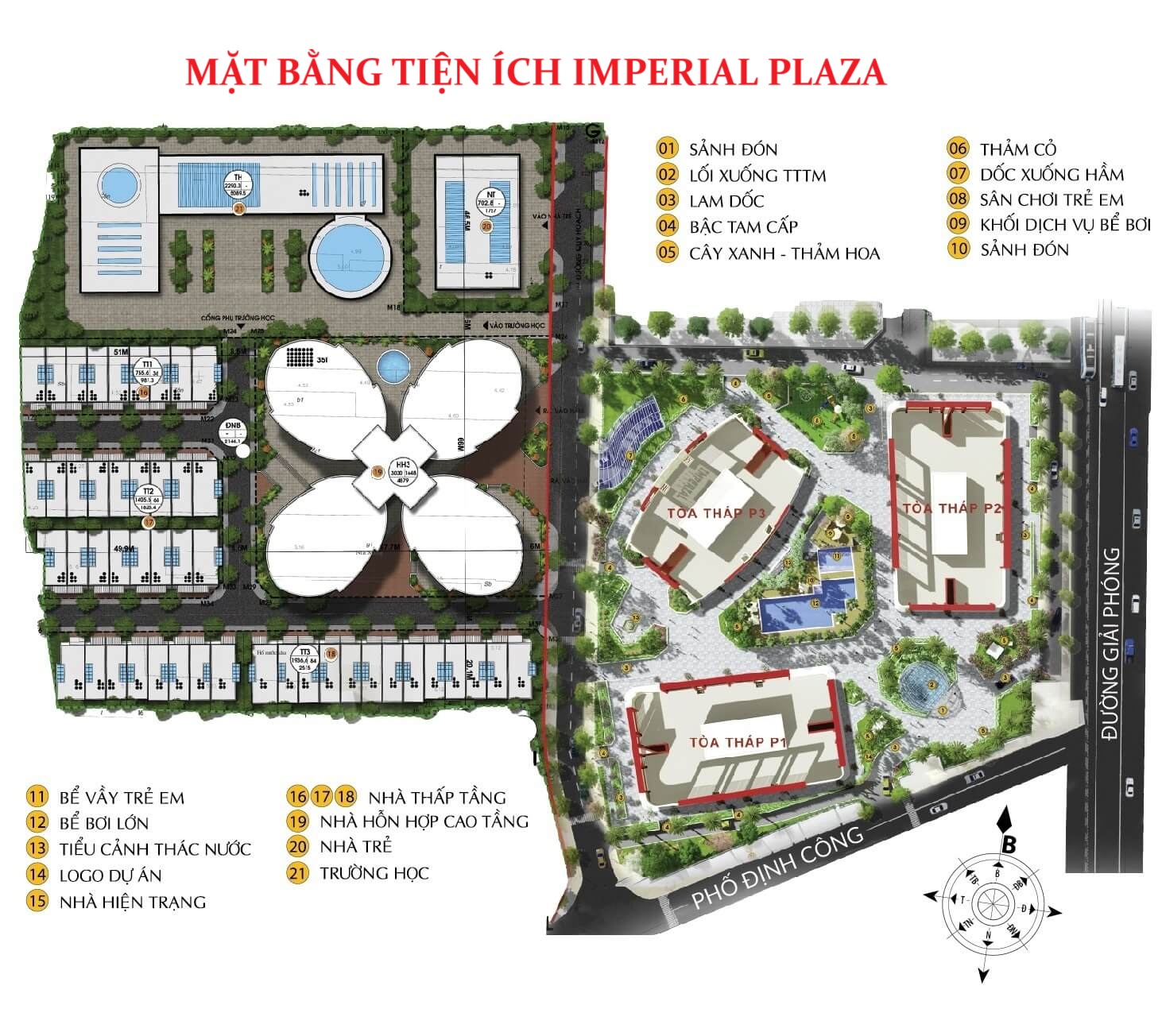 mặt bằng tiện ích the queen palace imperial plaza